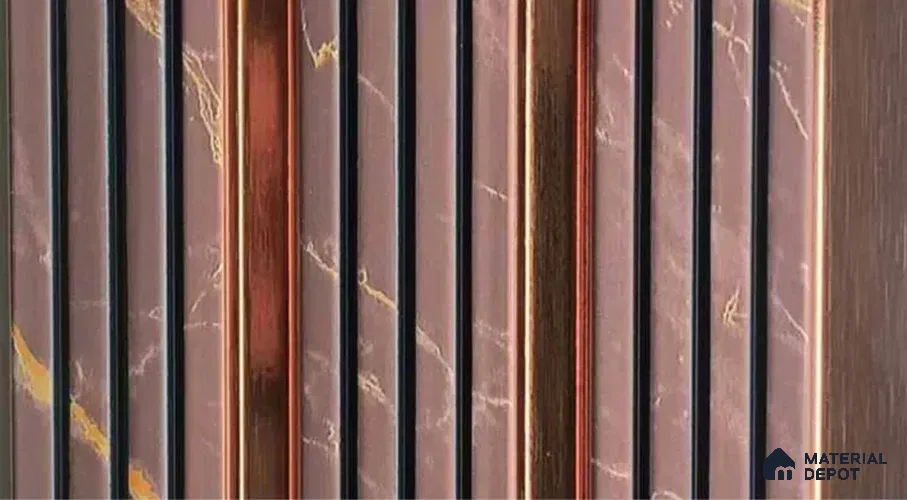 PN 07464 Marble Look Louver 8 ft x 0.4 ft Texture Finish - 10 mm | Suitable for Feature Wall, TV Unit & Living Room