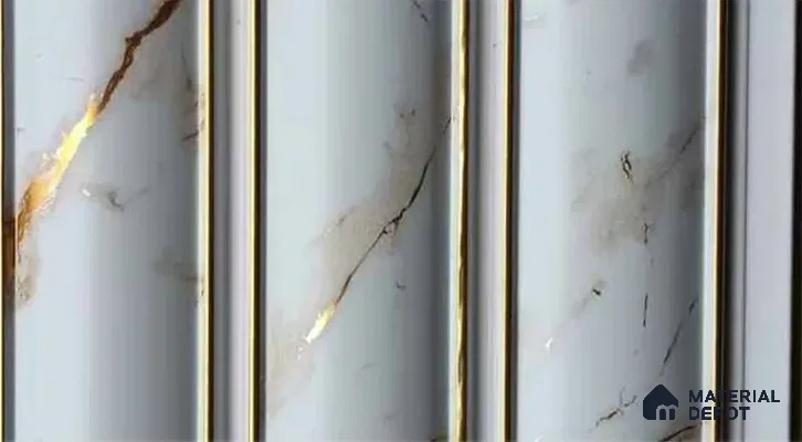 PN 07467 Marble Look Louver 8 ft x 0.4 ft Texture Finish  - 10 mm | Suitable for Feature Wall, TV Unit & Living Room