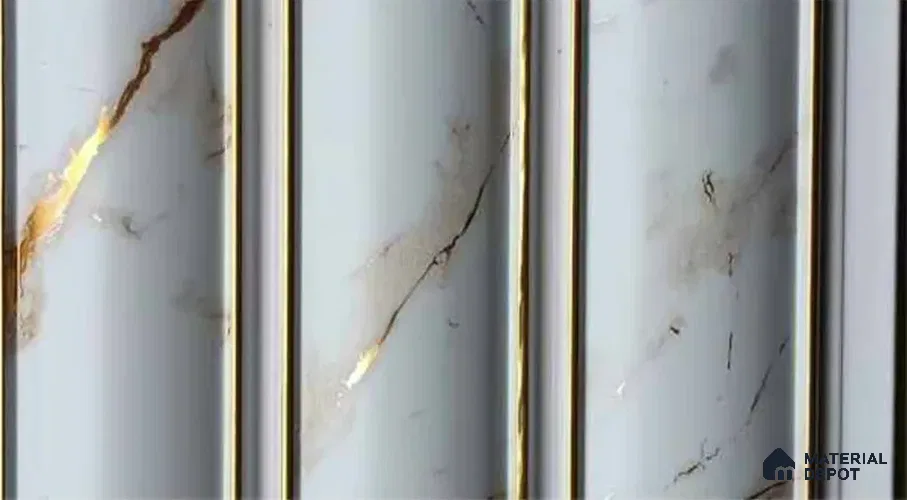 PN 07467 Marble Look Louver 8 ft x 0.4 ft Texture Finish  - 10 mm | Suitable for Feature Wall, TV Unit & Living Room
