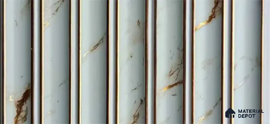 PN 07490 Marble Look Louver 8 ft x 0.5 ft Texture Finish  - 10 mm | Suitable for Feature Wall, TV Unit & Living Room