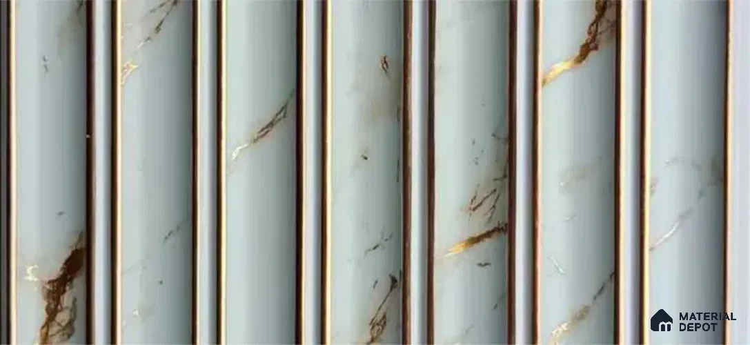 PN 07490 Marble Look Louver 8 ft x 0.5 ft Texture Finish - 10 mm | Suitable for Feature Wall, TV Unit & Living Room