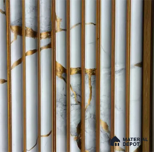 PN 07495 Marble Look Louver 8 ft x 0.5 ft Texture Finish - 10 mm | Suitable for Feature Wall, TV Unit & Living Room