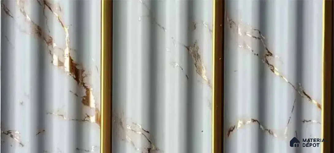 PN 07500 Marble Look Louver 8 ft x 0.5 ft Texture Finish - 10 mm | Suitable for Feature Wall, TV Unit & Living Room