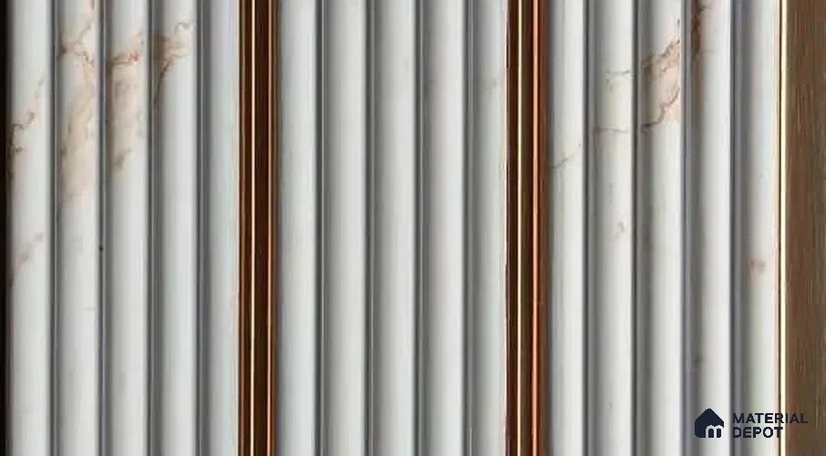 PN 07515 Marble Look Louver 9.5 ft x 0.4 ft Texture Finish - 10 mm | Suitable for Feature Wall, TV Unit & Living Room