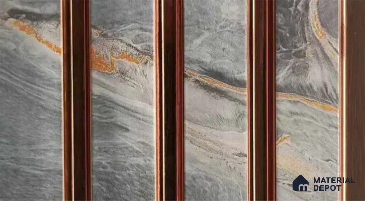PN 07518 Marble Look Louver 9.5 ft x 0.4 ft Texture Finish  - 10 mm | Suitable for Feature Wall, TV Unit & Living Room