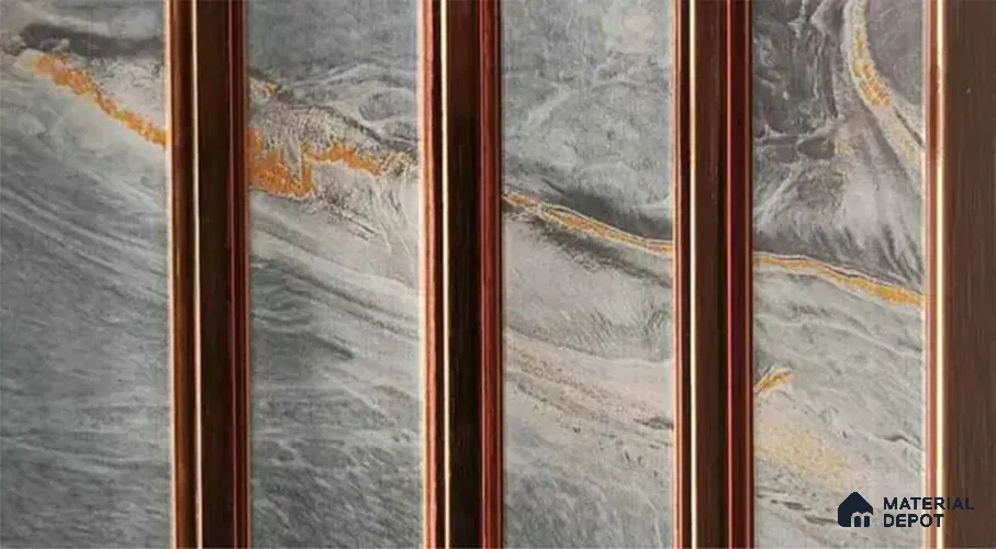 PN 07518 Marble Look Louver 9.5 ft x 0.4 ft Texture Finish - 10 mm | Suitable for Feature Wall, TV Unit & Living Room