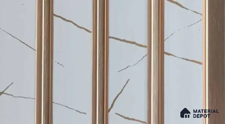 PN 07520 Marble Look Louver 9.5 ft x 0.4 ft Texture Finish  - 10 mm | Suitable for Feature Wall, TV Unit & Living Room