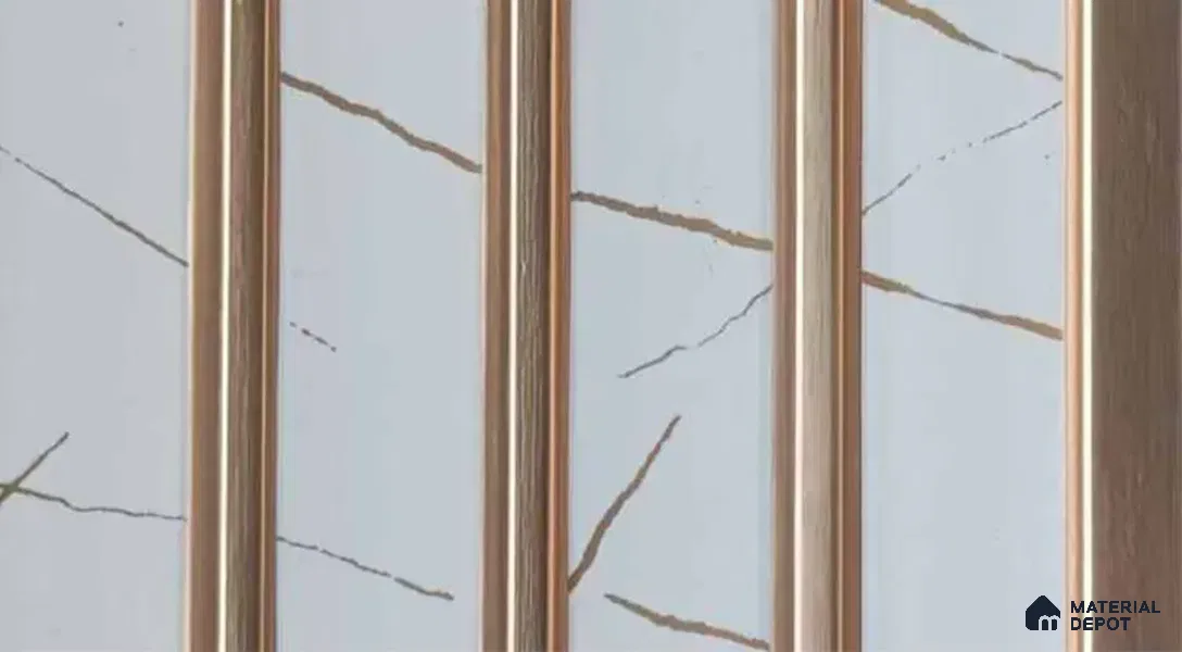 PN 07520 Marble Look Louver 9.5 ft x 0.4 ft Texture Finish - 10 mm | Suitable for Feature Wall, TV Unit & Living Room