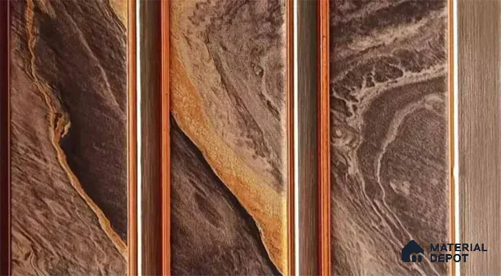 PN 07523 Marble Look Louver 9.5 ft x 0.4 ft Texture Finish  - 10 mm | Suitable for Feature Wall, TV Unit & Living Room