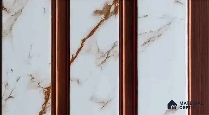PN 07527 Marble Look Louver 9.5 ft x 0.4 ft Texture Finish  - 10 mm | Suitable for Feature Wall, TV Unit & Living Room