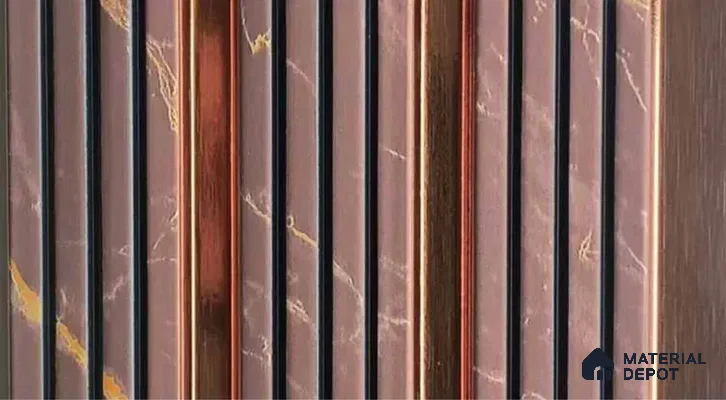 PN 07532 Marble Look Louver 9.5 ft x 0.4 ft Texture Finish  - 10 mm | Suitable for Feature Wall, TV Unit & Living Room
