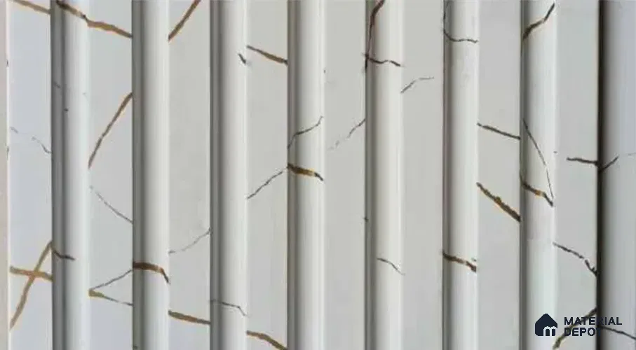 PN 07542 Marble Look Louver 9.5 ft x 0.4 ft Texture Finish - 10 mm | Suitable for Feature Wall, TV Unit & Living Room