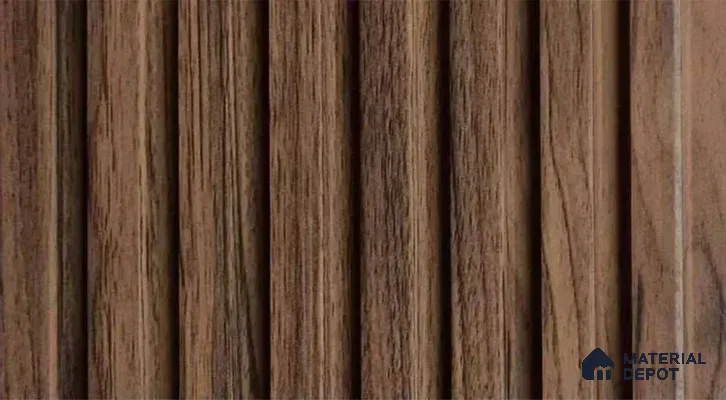 PN 07555 Wood Look Louver 9.5 ft x 0.4 ft Texture Finish  - 10 mm | Suitable for Feature Wall, TV Unit & Living Room