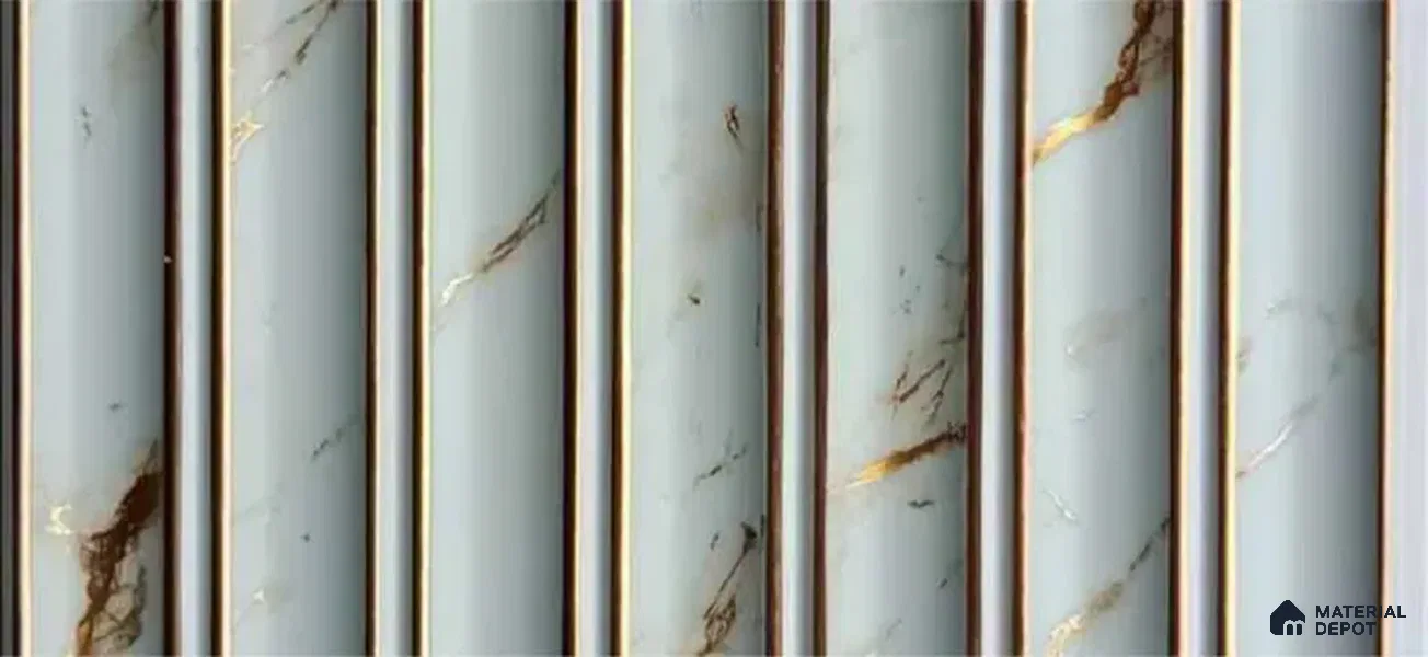 PN 07557 Marble Look Louver 9 ft x 0.5 ft Texture Finish - 10 mm | Suitable for Feature Wall, TV Unit & Living Room