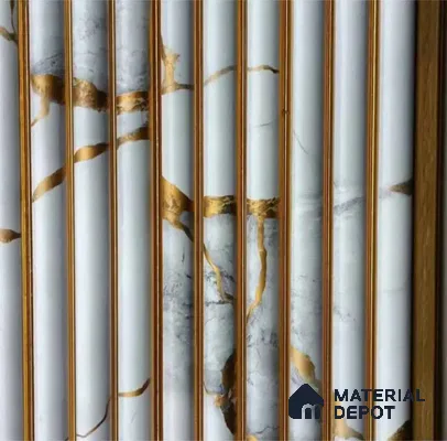 PN 07562 Marble Look Louver 9 ft x 0.5 ft Texture Finish  - 10 mm | Suitable for Feature Wall, TV Unit & Living Room