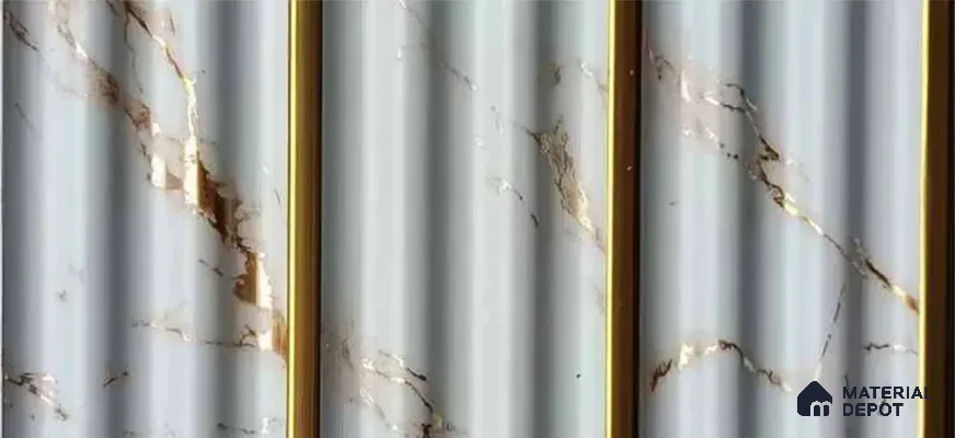 PN 07567 Marble Look Louver 9 ft x 0.5 ft Texture Finish  - 10 mm | Suitable for Feature Wall, TV Unit & Living Room