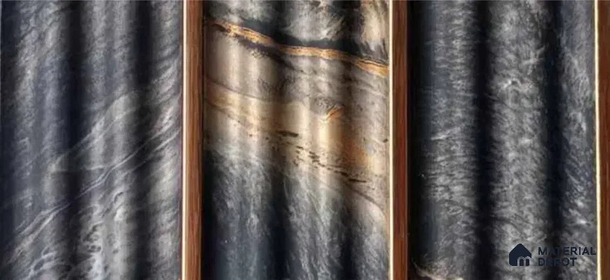 PN 07574 Marble Look Louver 9 ft x 0.5 ft Texture Finish  - 10 mm | Suitable for Feature Wall, TV Unit & Living Room
