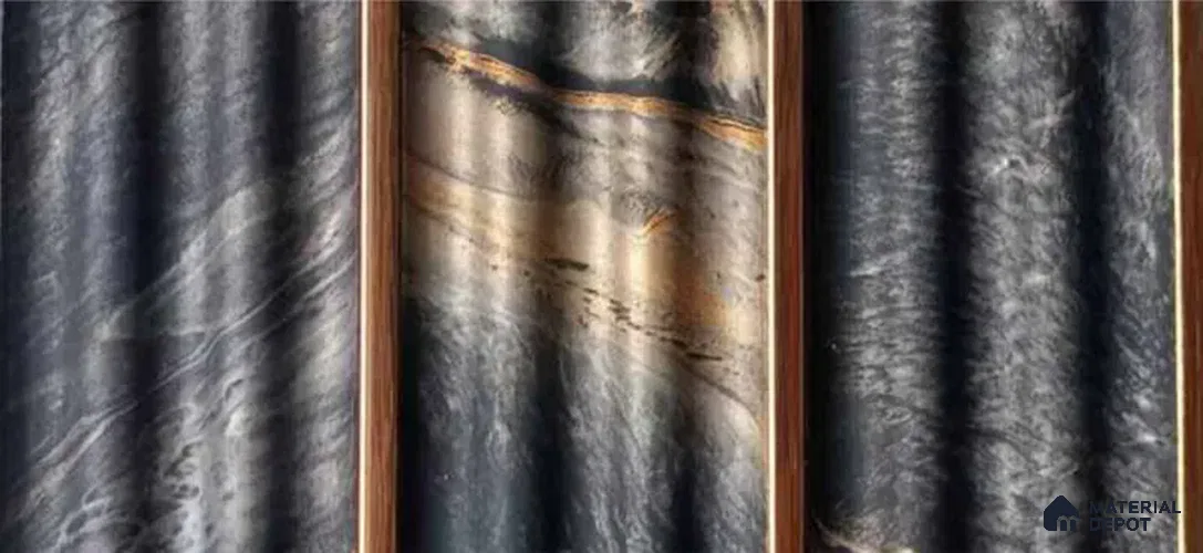PN 07574 Marble Look Louver 9 ft x 0.5 ft Texture Finish  - 10 mm | Suitable for Feature Wall, TV Unit & Living Room