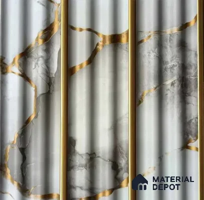PN 07575 Marble Look Louver 9 ft x 0.5 ft Texture Finish  - 10 mm | Suitable for Feature Wall, TV Unit & Living Room