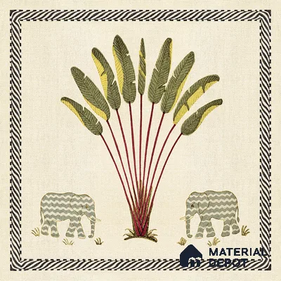 Handmade Third Fired Moroccan Wall Tile TL 13004 H Elephant Fan 300x300 mm Embossed Glue Matte Finish Ceramic Rajasthani Series Tile - 9 mm