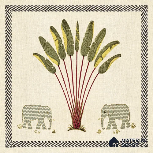 Handmade Third Fired Moroccan Wall Tile TL 13004 H Elephant Fan 300x300 mm Embossed Glue Matte Finish Ceramic Rajasthani Series Tile - 9 mm