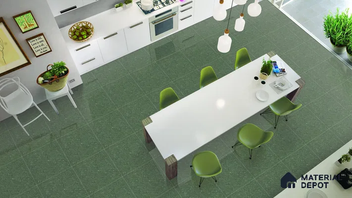Double Charge Floor & Wall Tile TL 00436 Dualcore Emerald Green 2 ft x 2 ft Vitrified Glossy Finish - 9 mm | Suitable for Bedroom, Living Room, Office & Bathroom Wall
