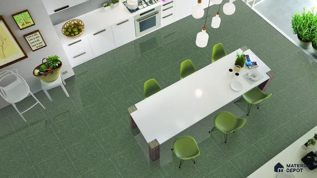 Double Charge Floor & Wall Tile TL 00436 Dualcore Emerald Green 2 ft x 2 ft Vitrified Glossy Finish - 9 mm | Suitable for Bedroom, Living Room, Office & Bathroom Wall