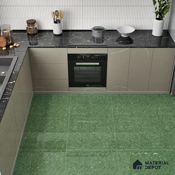 Double Charge Floor & Wall Tile TL 00436 Dualcore Emerald Green 2 ft x 2 ft Vitrified Glossy Finish - 9 mm | Suitable for Bedroom, Living Room, Office & Bathroom Wall