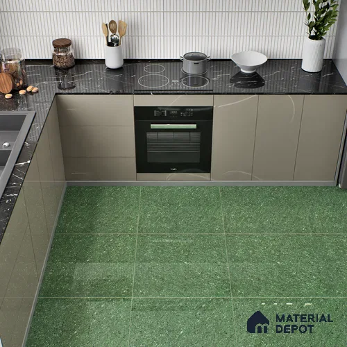 Double Charge Floor & Wall Tile TL 00436 Dualcore Emerald Green 2 ft x 2 ft Vitrified Glossy Finish - 9 mm | Suitable for Bedroom, Living Room, Office & Bathroom Wall