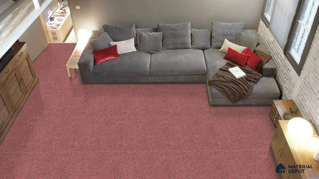 Double Charge Floor & Wall Tile TL 00437 Dualcore Rosso Red 2 ft x 2 ft Vitrified Glossy Finish - 9 mm | Suitable for Bedroom, Living Room, Office & Bathroom Wall