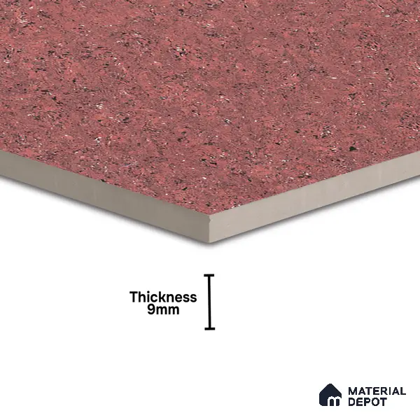 Double Charge Floor & Wall Tile TL 00437 Dualcore Rosso Red 2 ft x 2 ft Vitrified Glossy Finish - 9 mm | Suitable for Bedroom, Living Room, Office & Bathroom Wall