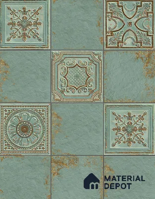 Moroccan Wall Tile TL 04930 C Imperial Grace Decor Antique Floral Green 1 ft x 1 ft Ceramic Matte Finish - 9 mm | Suitable for Bathroom, Kitchen, Foyer | Please Expect a Slight Variation of Pattern