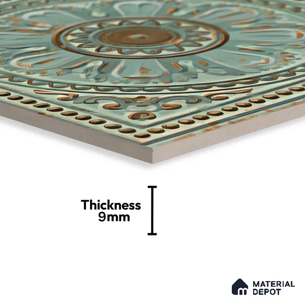 Moroccan Wall Tile TL 04930 C Imperial Grace Decor Antique Floral Green 1 ft x 1 ft Ceramic Matte Finish - 9 mm | Suitable for Bathroom, Kitchen, Foyer | Please Expect a Slight Variation of Pattern