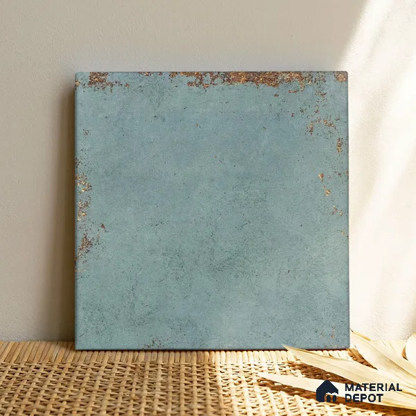 Punch Stone Wall Tile TL 04930 D Imperial Grace Base Antique Floral Green 1 ft x 1 ft Ceramic Matte Finish - 9 mm | Suitable for Living Room, Bedroom, Bathroom, Courtyard, Balcony (Sample)