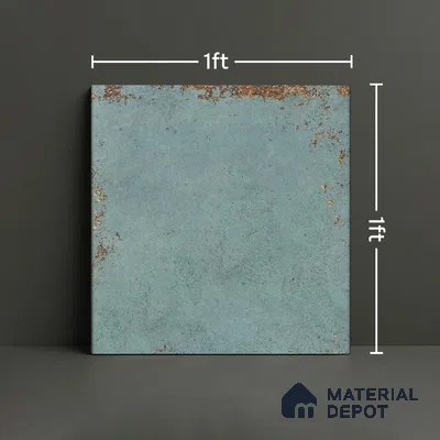 Punch Stone Wall Tile TL 04930 D Imperial Grace Base Antique Floral Green 1 ft x 1 ft Ceramic Matte Finish - 9 mm | Suitable for Living Room, Bedroom, Bathroom, Courtyard, Balcony (Sample)