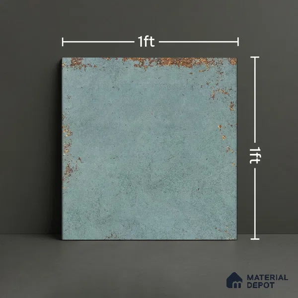 Punch Stone Wall Tile TL 04930 D Imperial Grace Base Antique Floral Green 1 ft x 1 ft Ceramic Matte Finish - 9 mm | Suitable for Living Room, Bedroom, Bathroom, Courtyard, Balcony (Sample)