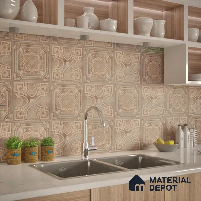 Moroccan Wall Tile TL 04930 Imperial Grace Decor Amber Dunes 1 ft x 1 ft Ceramic Matte Finish - 9 mm | Suitable for Bathroom, Kitchen, Dining Area | Please Expect a Slight Variation of Pattern (Sample)