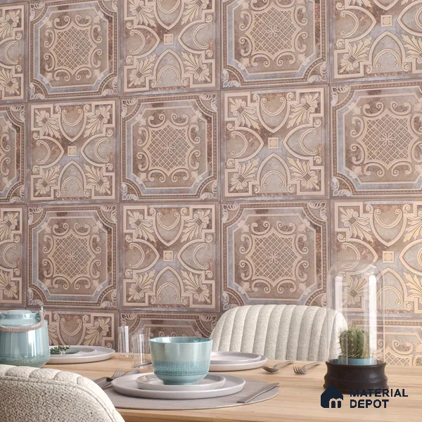 Moroccan Wall Tile TL 04930 Imperial Grace Decor Amber Dunes 1 ft x 1 ft Ceramic Matte Finish - 9 mm | Suitable for Bathroom, Kitchen, Dining Area | Please Expect a Slight Variation of Pattern (Sample)