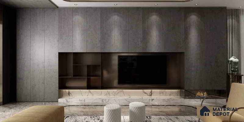 Black Cement Look GB 1559 Galaxy Black 8 ft x 4 ft Texture Finish Decorative Laminate - 1.25 mm | Suitable for TV Unit, Wardrobe, Kitchen Cabinets