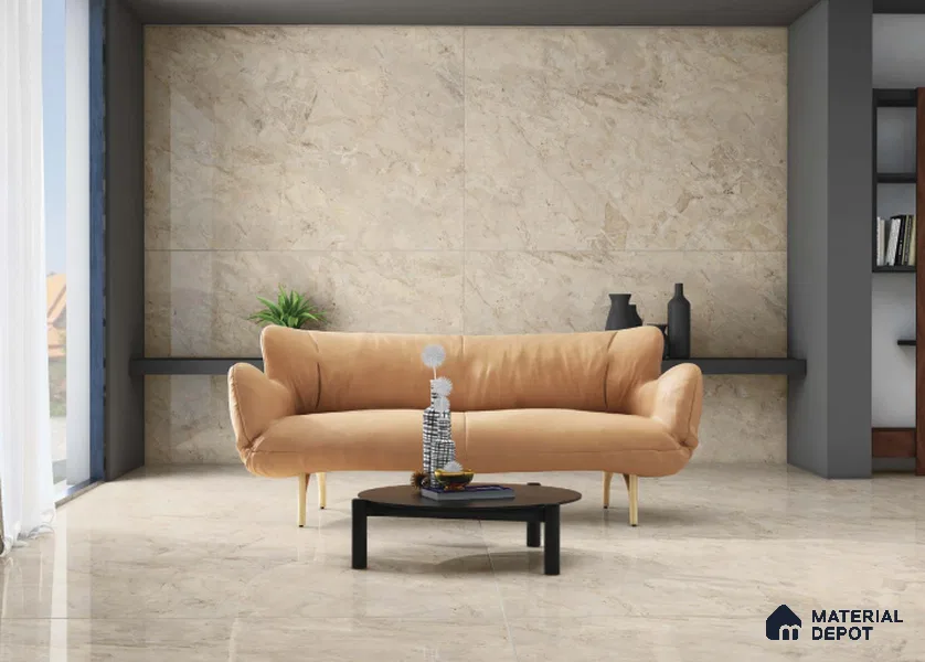 TL 03538 Brown Glossy Finish 6 ft x 4 ft Glazed Vitrified Floor Tile - 9 mm | Adhesive and Spacers Must be Used During Installation (Sample)