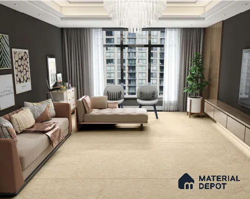 TL 03537 Sandy Beige Glossy Finish 6 ft x 4 ft Glazed Vitrified Floor Tile - 9 mm (Sample)