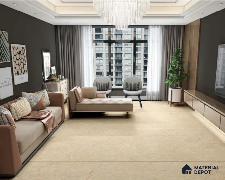 TL 03537 Sandy Beige Glossy Finish 6 ft x 4 ft Glazed Vitrified Floor Tile - 9 mm (Sample)