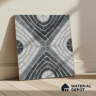 Stone Floor Tile TL 05297 B Strada Slate Grey 20 inch x 20 inch Vitrified Matte Finish - 12 mm | Suitable for Parking, Balcony, Courtyard, Patio, Terrace | Pattern Alignment May Vary | 2-3 mm Spacer is Mandatory (Sample)