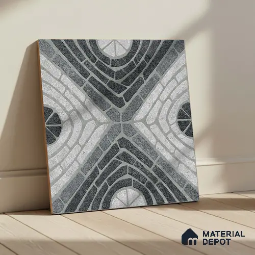 Stone Floor Tile TL 05297 B Strada Slate Grey 20 inch x 20 inch Vitrified Matte Finish - 12 mm | Suitable for Parking, Balcony, Courtyard, Patio, Terrace | Pattern Alignment May Vary | 2-3 mm Spacer is Mandatory