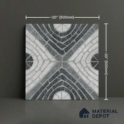 Stone Floor Tile TL 05297 B Strada Slate Grey 20 inch x 20 inch Vitrified Matte Finish - 12 mm | Suitable for Parking, Balcony, Courtyard, Patio, Terrace | Pattern Alignment May Vary | 2-3 mm Spacer is Mandatory (Sample)