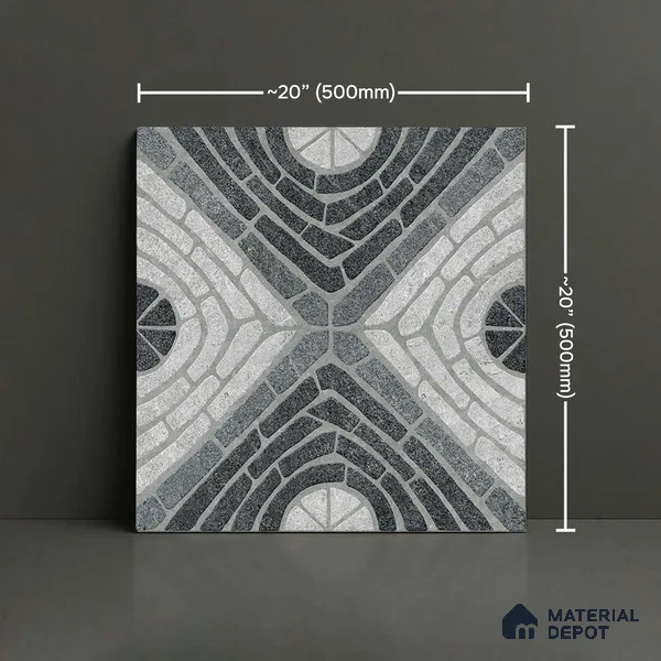 Stone Floor Tile TL 05297 B Strada Slate Grey 20 inch x 20 inch Vitrified Matte Finish - 12 mm | Suitable for Parking, Balcony, Courtyard, Patio, Terrace | Pattern Alignment May Vary | 2-3 mm Spacer is Mandatory (Sample)