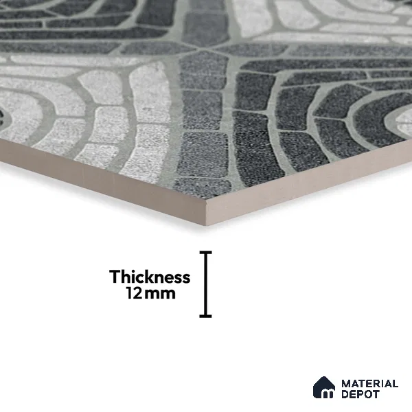 Stone Floor Tile TL 05297 B Strada Slate Grey 20 inch x 20 inch Vitrified Matte Finish - 12 mm | Suitable for Parking, Balcony, Courtyard, Patio, Terrace | Pattern Alignment May Vary | 2-3 mm Spacer is Mandatory (Sample)