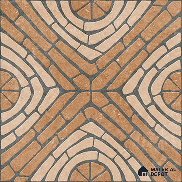 Geometric Floor Tile TL 05297 Strada Ancient Aurolio 20 inch x 20 inch Vitrified Matte Finish - 12 mm | Suitable for Parking, Balcony, Courtyard, Patio, Terrace | Pattern Alignment May Vary | 2-3 mm Spacer is Mandatory