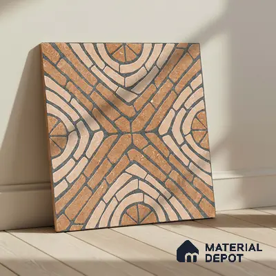 Geometric Floor Tile TL 05297 Strada Ancient Aurolio 20 inch x 20 inch Vitrified Matte Finish - 12 mm | Suitable for Parking, Balcony, Courtyard, Patio, Terrace | Pattern Alignment May Vary | 2-3 mm Spacer is Mandatory