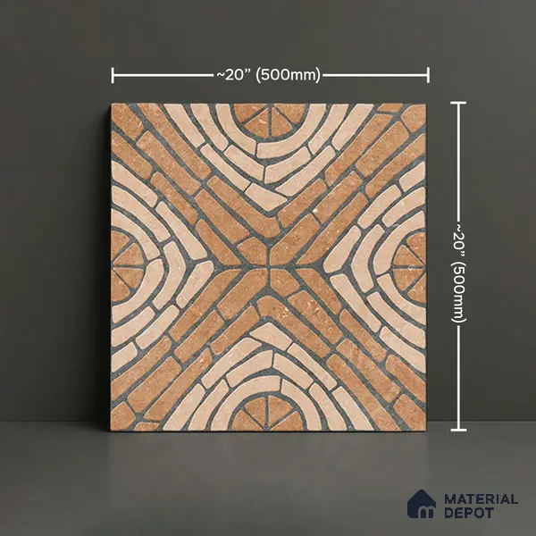 Geometric Floor Tile TL 05297 Strada Ancient Aurolio 20 inch x 20 inch Vitrified Matte Finish - 12 mm | Suitable for Parking, Balcony, Courtyard, Patio, Terrace | Pattern Alignment May Vary | 2-3 mm Spacer is Mandatory